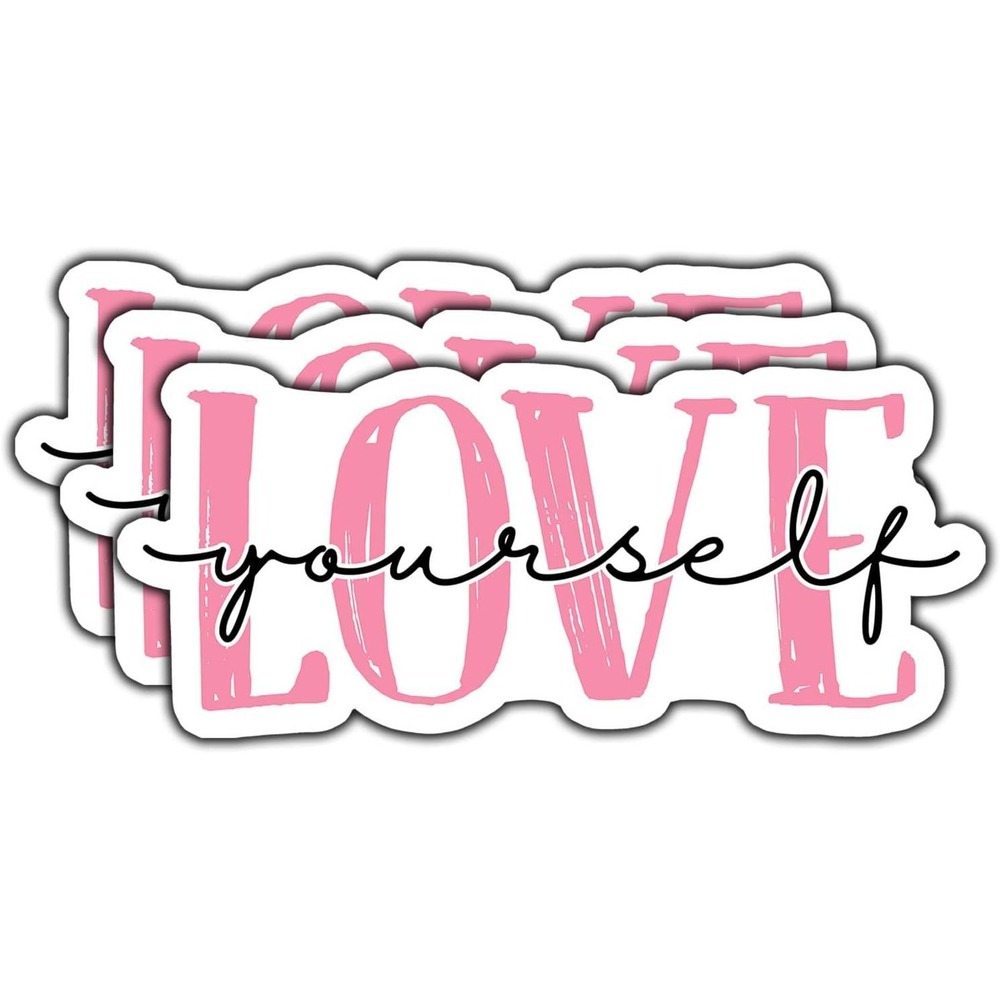 NGKICUWO Love Yourself Vinyl Sticker Pink Motivational Waterproof Decal 2.75in